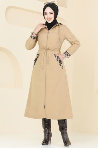 moda selvim Trenchcoat ASM2659 Latte - Thumbnail