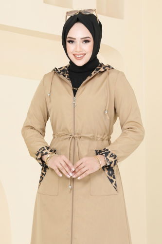 moda selvim Trenchcoat ASM2659 Latte - Thumbnail