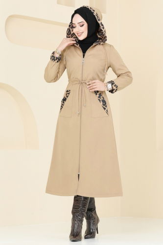 moda selvim Trenchcoat ASM2659 Latte - Thumbnail