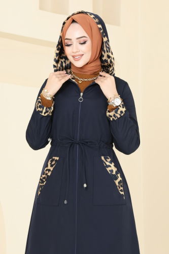 moda selvim Trenchcoat ASM2659 Navy Blue - Thumbnail