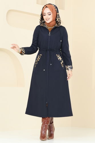 moda selvim Trenchcoat ASM2659 Navy Blue - Thumbnail