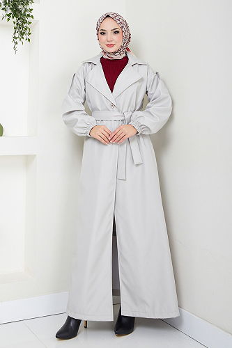 moda selvim Trenchcoat EMO125-M Stone - Thumbnail