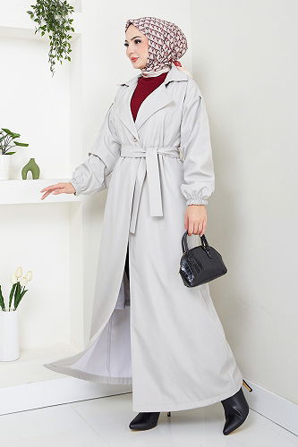 moda selvim Trenchcoat EMO125-M Stone - Thumbnail