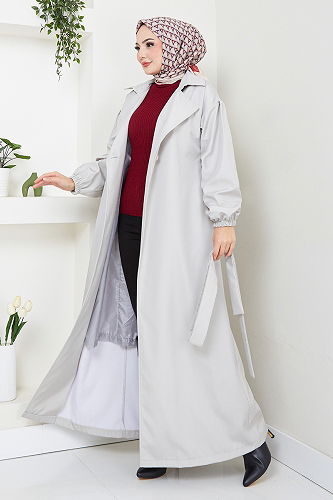 moda selvim Trenchcoat EMO125-M Stone - Thumbnail