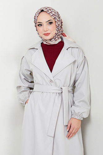 moda selvim Trenchcoat EMO125-M Stone - Thumbnail