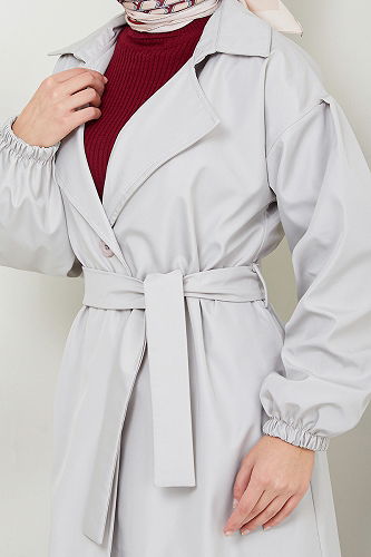 moda selvim Trenchcoat EMO125-M Stone - Thumbnail