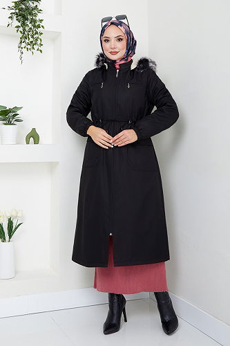 moda selvim Trenchcoat MSS0831-M Black - Thumbnail