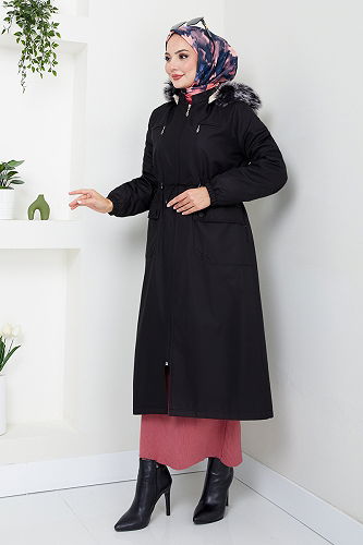 moda selvim Trenchcoat MSS0831-M Black - Thumbnail