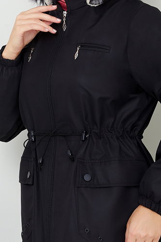 moda selvim Trenchcoat MSS0831-M Black - Thumbnail