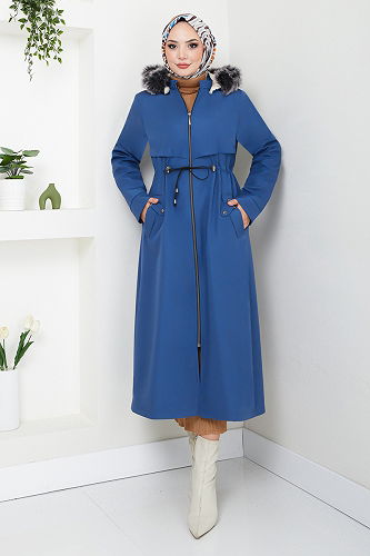 moda selvim Trenchcoat MSS0838-M Saxe - Thumbnail