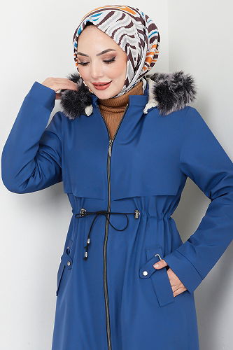 moda selvim Trenchcoat MSS0838-M Saxe - Thumbnail