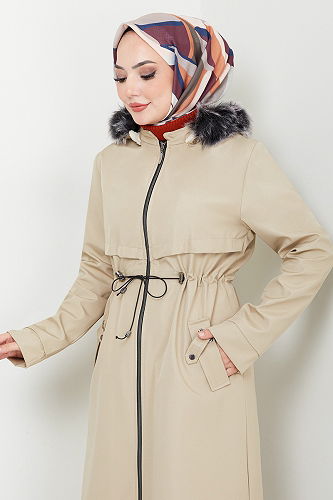 moda selvim Trenchcoat MSS0838-M Stone - Thumbnail