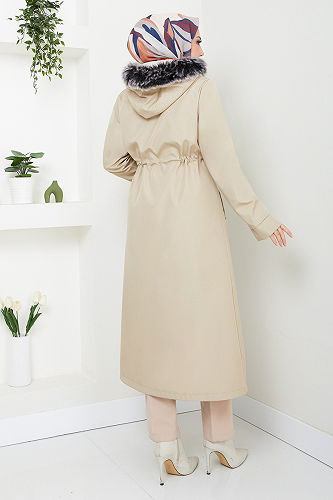 moda selvim Trenchcoat MSS0838-M Stone - Thumbnail
