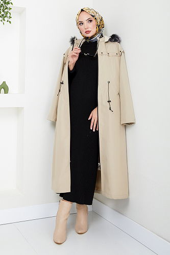 moda selvim Trenchcoat MSS0851-M Stone - Thumbnail