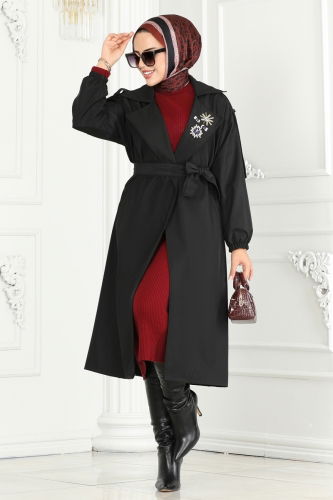 moda selvim TRENCHCOAT 639MSM187 Black - Thumbnail