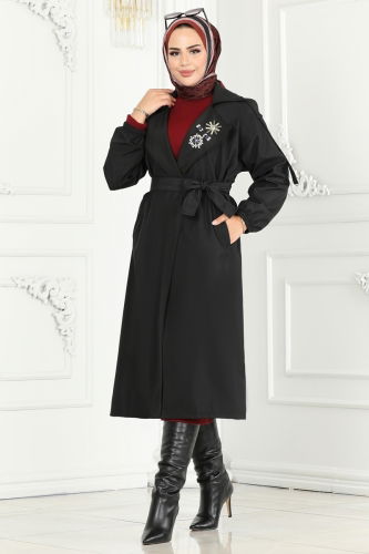 moda selvim Trenchcoat 639MSM187 Black - Thumbnail