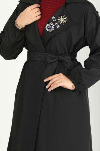 moda selvim Trenchcoat 639MSM187 Black - Thumbnail