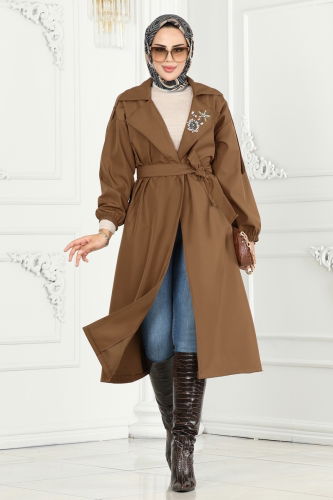 moda selvim Trenchcoat 639MSM187 Brown - Thumbnail