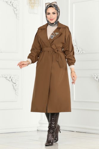 moda selvim TRENCHCOAT 639MSM187 Brown - Thumbnail