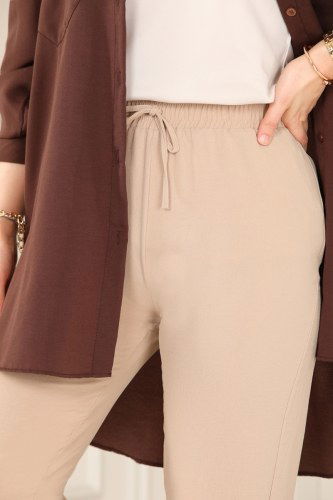 moda selvim 0005MRK805 لون البيج بنطلون - Thumbnail