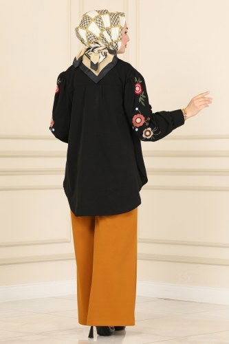 moda selvim 1498UKB139 خردلي بنطلون - Thumbnail