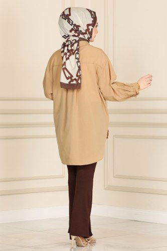 moda selvim 20047UZ662 البني بنطلون - Thumbnail