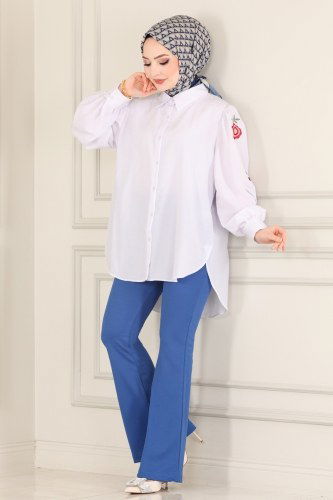moda selvim 20047UZ662 ياقوتي بنطلون - Thumbnail