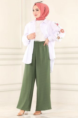 moda selvim Trousers 2198BLU797 Khaki - Thumbnail