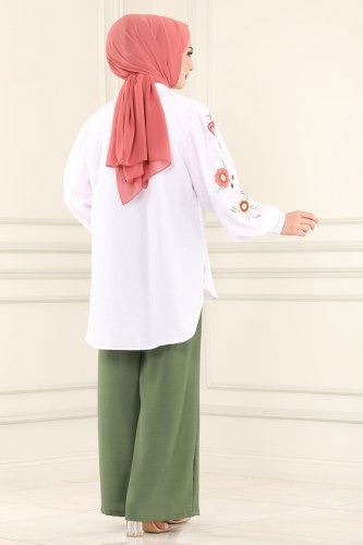moda selvim 2198BLU797 العفني بنطلون - Thumbnail