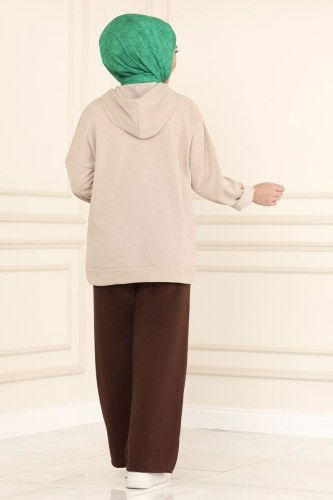 moda selvim Trousers 2220AYD574 Brown - Thumbnail