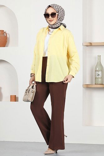 moda selvim Trousers 252MP806 Brown - Thumbnail