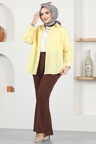 moda selvim Trousers 252MP806 Brown - Thumbnail