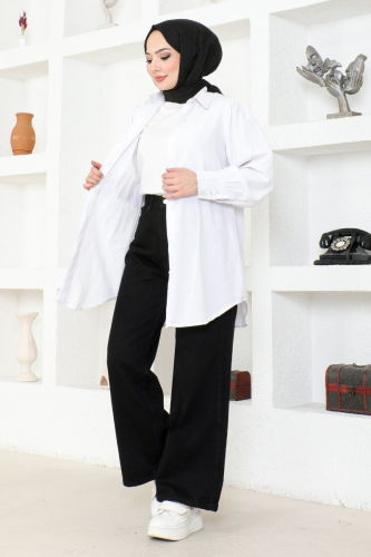 moda selvim Trousers FLR7110 Black - Thumbnail