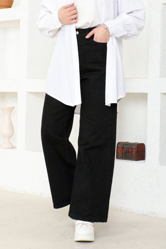 moda selvim Trousers FLR7110 Black - Thumbnail