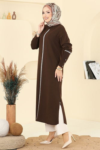 moda selvim بلوز بني 0021KLB1050 - Thumbnail