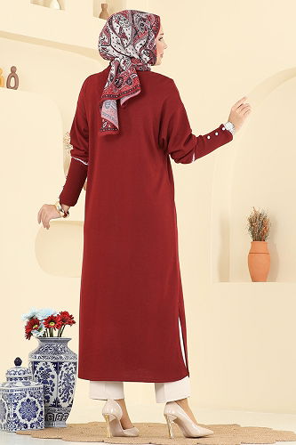 moda selvim بلوز خمري 0021KLB1050 - Thumbnail