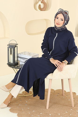 moda selvim بلوز كحلي 0021KLB1050 - Thumbnail