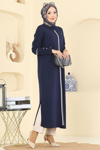 moda selvim بلوز كحلي 0021KLB1050 - Thumbnail