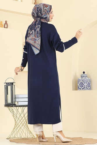 moda selvim بلوز كحلي 0021KLB1050 - Thumbnail