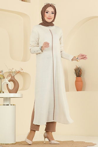 moda selvim Tunic 0021KLB1050 Stone - Thumbnail