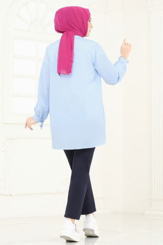 moda selvim Tunic 002MR1078 Baby Blue - Thumbnail