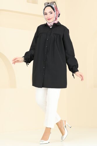 moda selvim Tunic 002MR1078 Black - Thumbnail