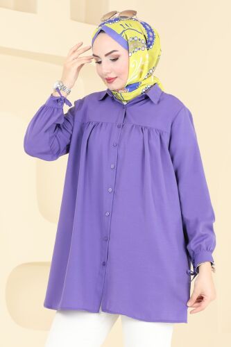 moda selvim Tunic 002MR1078 Dark Lilac - Thumbnail