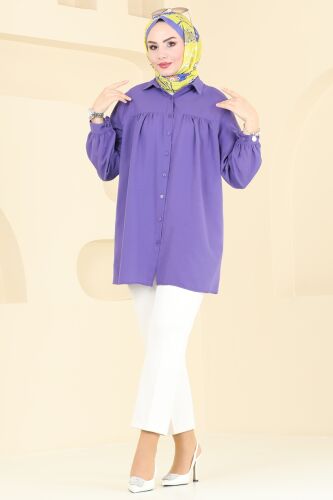 moda selvim Tunic 002MR1078 Dark Lilac - Thumbnail