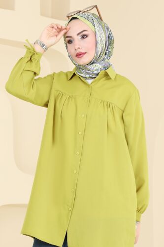 moda selvim Tunic 002MR1078 Oil Green - Thumbnail