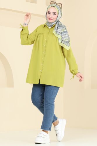 moda selvim Tunic 002MR1078 Oil Green - Thumbnail