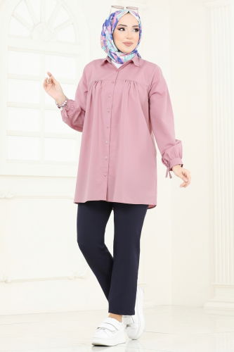 moda selvim بلوز وردي 002MR1078 - Thumbnail