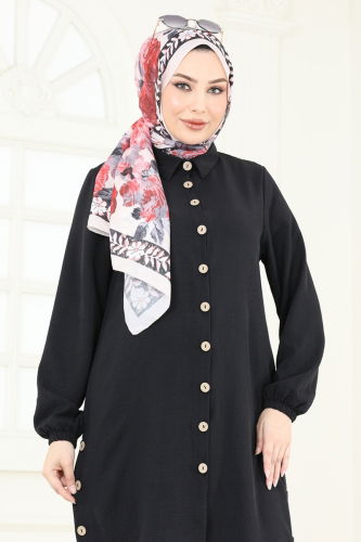 moda selvim Tunic 008MR1078 Black - Thumbnail