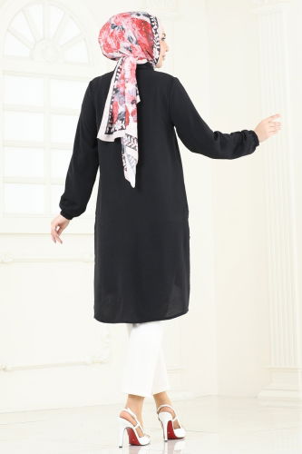 moda selvim Tunic 008MR1078 Black - Thumbnail