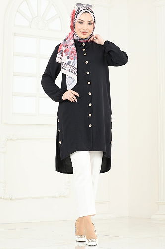 moda selvim بلوز أسود 008MR1078 - Thumbnail